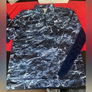 Huk Men's Blue Long Sleeve Shirt, Large P2P 24”.